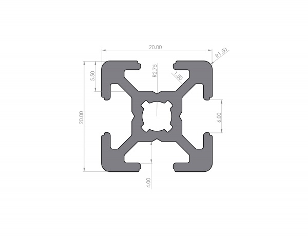 Aluminiumprofil 20x20 Nut 6 B-Typ